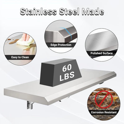 90x30 Wall Mount Shelving Stainless Steel Shelf For Food Truck BBQ working table - Image 3