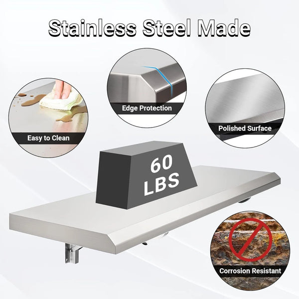 90x30 Wall Mount Shelving Stainless Steel Shelf For Food Truck BBQ working table - Image 3
