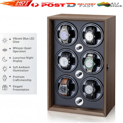 Watch Winder Automatic Watches Box 6 Watch Display Box 5 Rotation Modes - Image 1