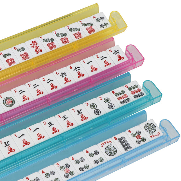 American Mahjong Set 166 Tiles 4 Pushers Racks Portable MahJong Travel Soft Bag
