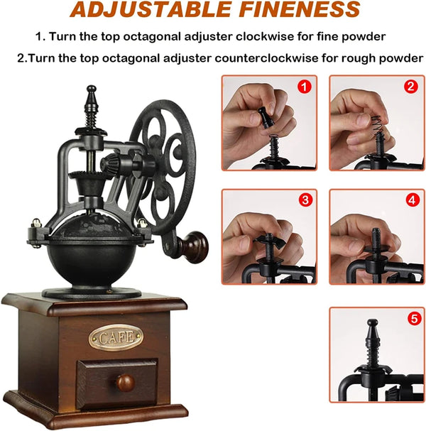 Burr Coffee Grinder Wooden Manual Coffee Grinder Classic French Coffee Milling - Image 5
