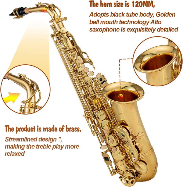 Eastar Alto Saxophone Eb E Flat Gold Lacquered Student with Case& Accessories