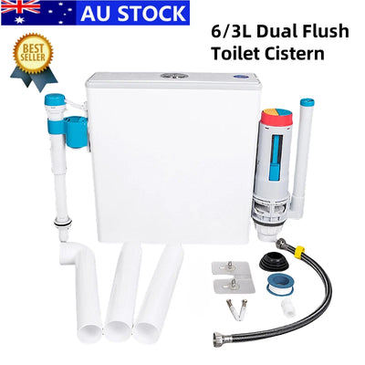 Dual Flush 3/6L Toilet Cistern Set Universal Bathroom Fixture with Outlet pipe WELS - Image 1