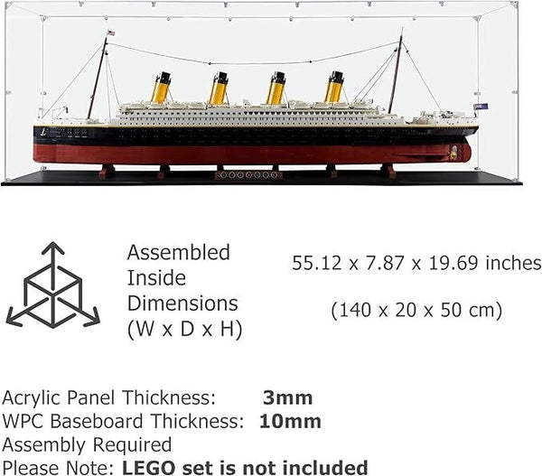 Large!!!  Acrylic Display Case for Lego Titanic 10294 Dustproof Self-Install Box