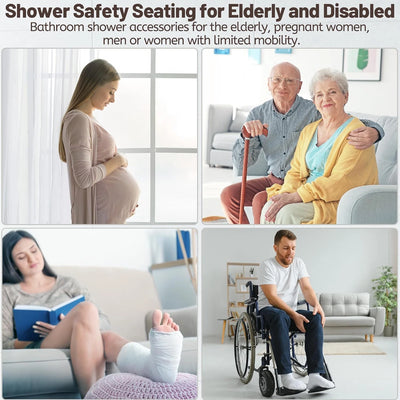 Foldable Shower Seat Wall Mounted Folding Shower Bench for Small Shower Spaces - Image 4