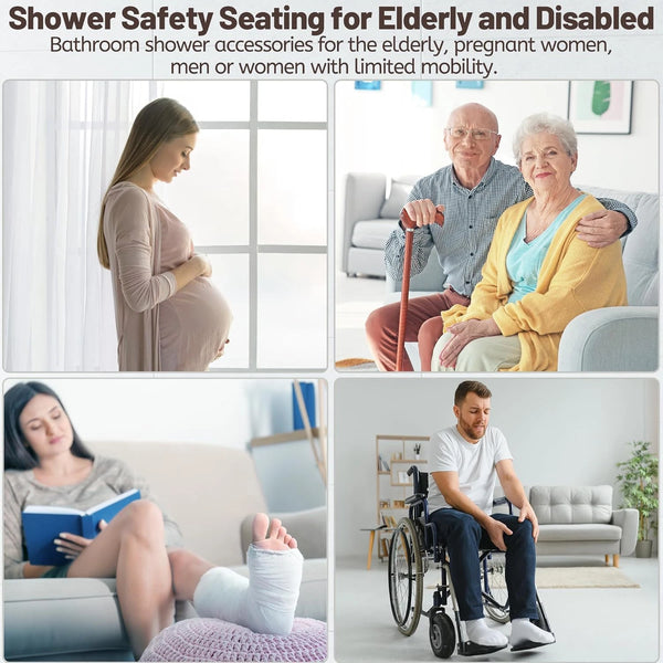 Foldable Shower Seat Wall Mounted Folding Shower Bench for Small Shower Spaces - Image 4