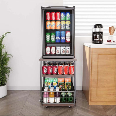 Mini Fridge Stand Mobile Refrigerator Shelf Stand Table with Lockable Wheels - Image 7