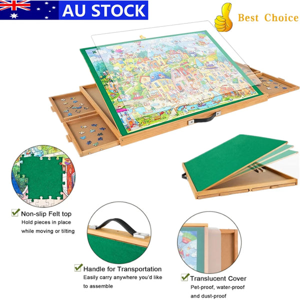 Adjustable Tilting Jigsaw Puzzle Table 1500 Piece Puzzle Board with 4 Drawers - Image 3