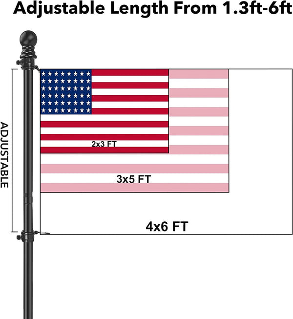 1.8M Telescopic Flag Pole Australian Flagpole Ball Flag Top Kit Holder Aluminum