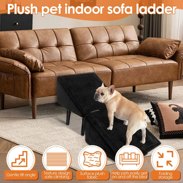 2-in-1 Ottoman Design Dog Ramp Split Dog Staircase Ramp For Dogs Cats Nonslip