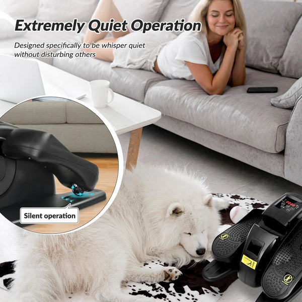 Under Desk Elliptical Machine Electric Seated Leg Foot Pedal Exerciser w/Remote