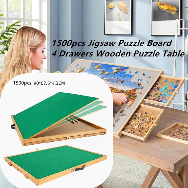Adjustable Tilting Jigsaw Puzzle Table 1500 Piece Puzzle Board with 4 Drawers - Image 4