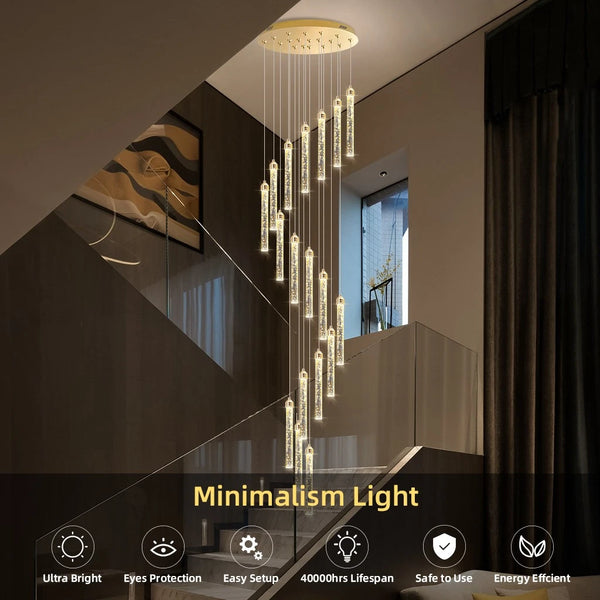 Staircase Chandelier Lighting Crystal Living Room Pendant Light Bar Ceiling Lamp