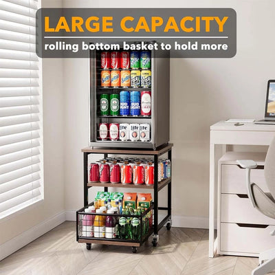 Mini Fridge Stand Mobile Refrigerator Shelf Stand Table with Lockable Wheels - Image 6