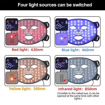 LED Facial Mask 4 Color Red Light Therapy Skin Care Photon Mask Rejuvenation - Image 4