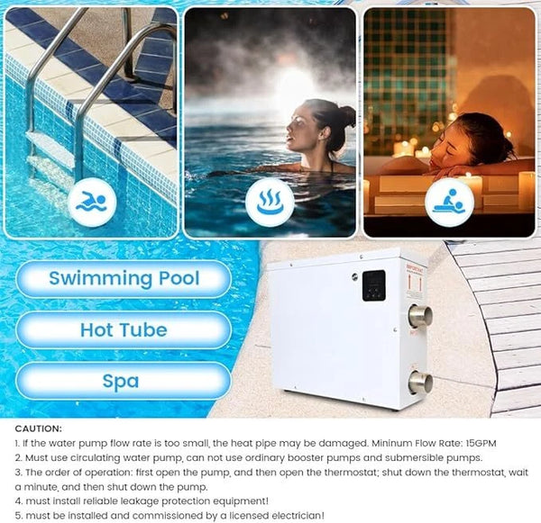 Electric Thermostat Swimming Pool SPA Water Heater Bath Tub Heating 220V 9KW AU