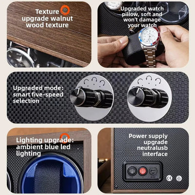 Watch Winder Automatic Watches Box 6 Watch Display Box 5 Rotation Modes - Image 5