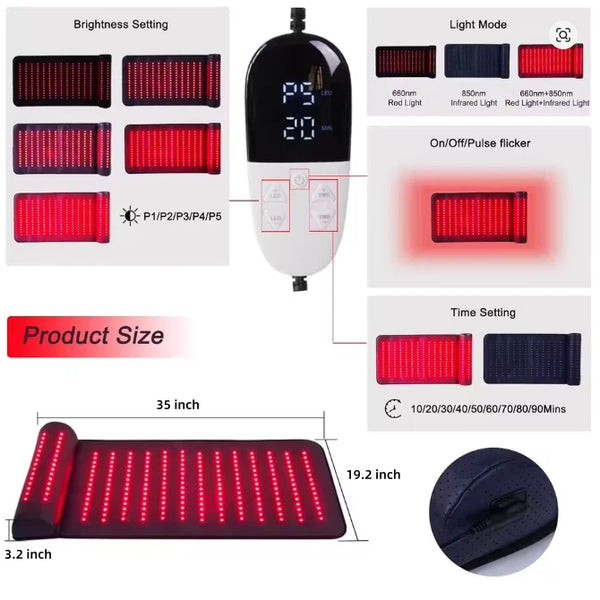 AIWFL Red Light Therapy Mat Infrared Heat Pad with 3D Neck Support 660nm+850nm - Image 2