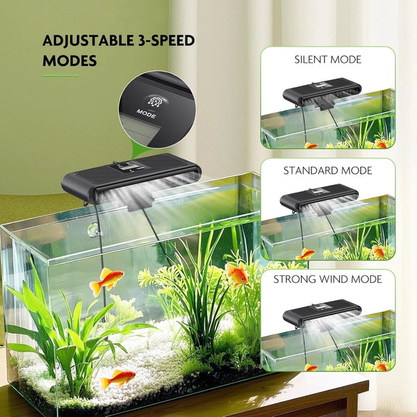 Aquarium Cooling Fan Fish Tank Chillers Temperature Controller 3-Speed Fans