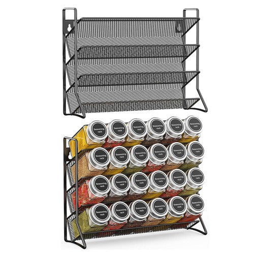 2 Packs Kitchen Spice Rack Organizer Storage Shelf Cabinet Jar Holder Wall Mount