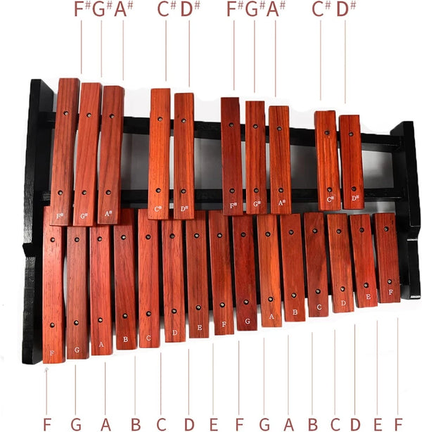 25 Note Xylophone Professional Wooden Glockenspiel Xylophone with Pair Mallet