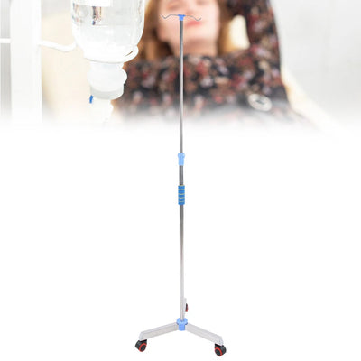 2 Hook Adjustable IV Pole Portable Drip Bag Stand for Clinic Household Care