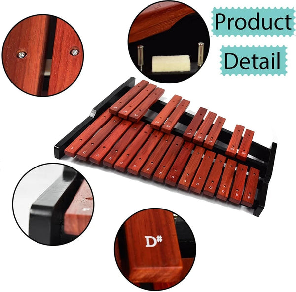 25 Note Xylophone Professional Wooden Glockenspiel Xylophone with Pair Mallet