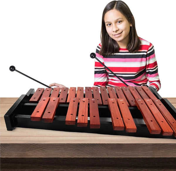 25 Note Xylophone Professional Wooden Glockenspiel Xylophone with Pair Mallet